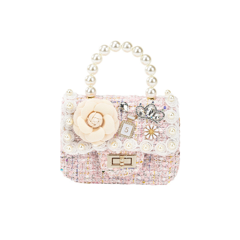 Dječja crossbody torba - Perle, Crtani cvjetni uzorak, Prozračni poliester, Otporna na habanje
