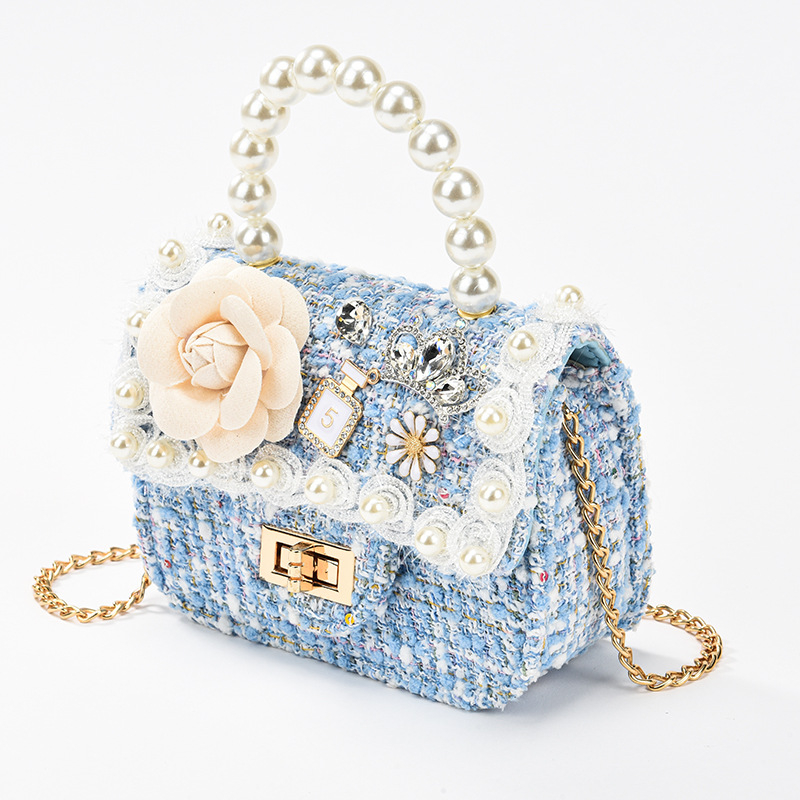 Dječja crossbody torba - Perle, Crtani cvjetni uzorak, Prozračni poliester, Otporna na habanje