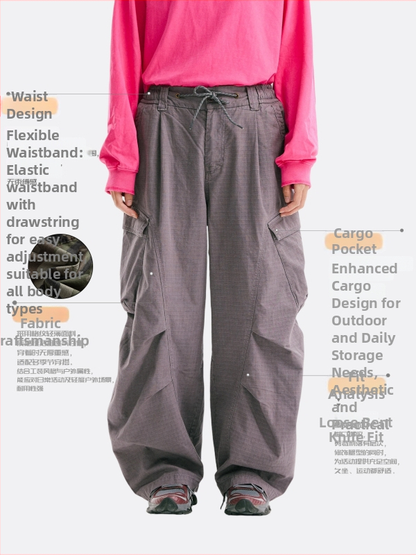 Унисекс бързосъхнещи панталони карго за разходки на открито и планински походи, камуфлажен принт, памучна материя, свободна талия с връзки