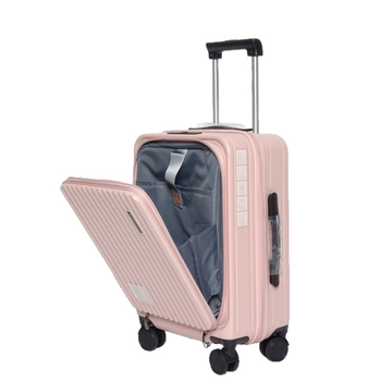 Valiză unisex ABS+PC cu deschidere frontală prin fermoar, extensie, blocare TSA cu combinație