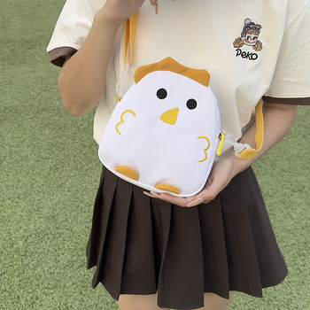 Mala crossbody torba s motivom pilića – unisex, platno, podstava poliester-pamuk, uzorak anime, svakodnevna upotreba, za školu