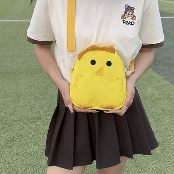 Mala crossbody torba s motivom pilića – unisex, platno, podstava poliester-pamuk, uzorak anime, svakodnevna upotreba, za školu