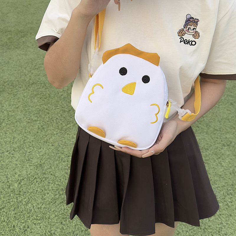 Mala crossbody torba s motivom pilića – unisex, platno, podstava poliester-pamuk, uzorak anime, svakodnevna upotreba, za školu