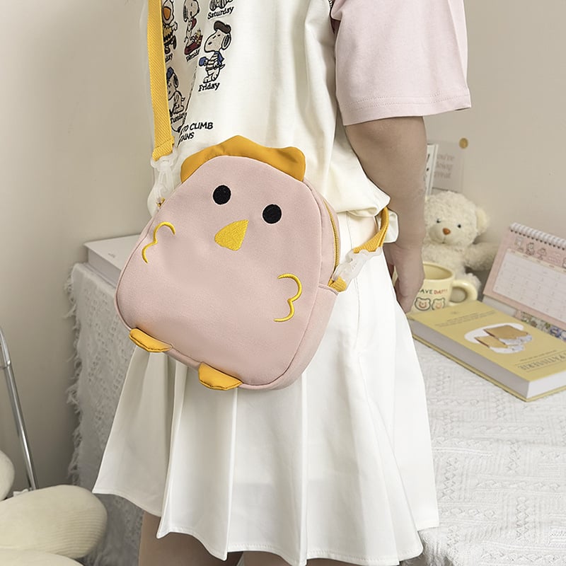 Mala crossbody torba s motivom pilića – unisex, platno, podstava poliester-pamuk, uzorak anime, svakodnevna upotreba, za školu