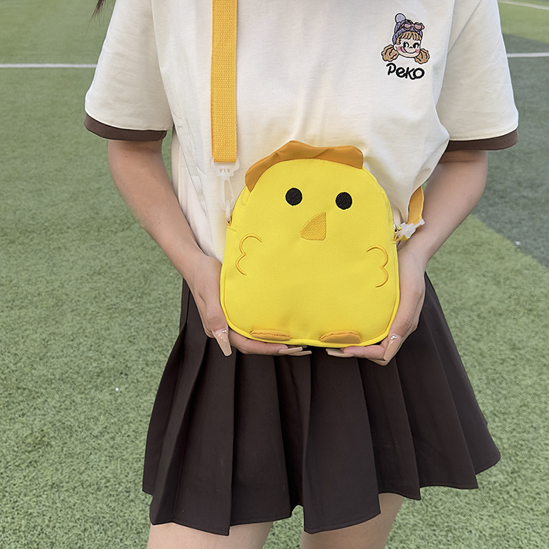 Mala crossbody torba s motivom pilića – unisex, platno, podstava poliester-pamuk, uzorak anime, svakodnevna upotreba, za školu