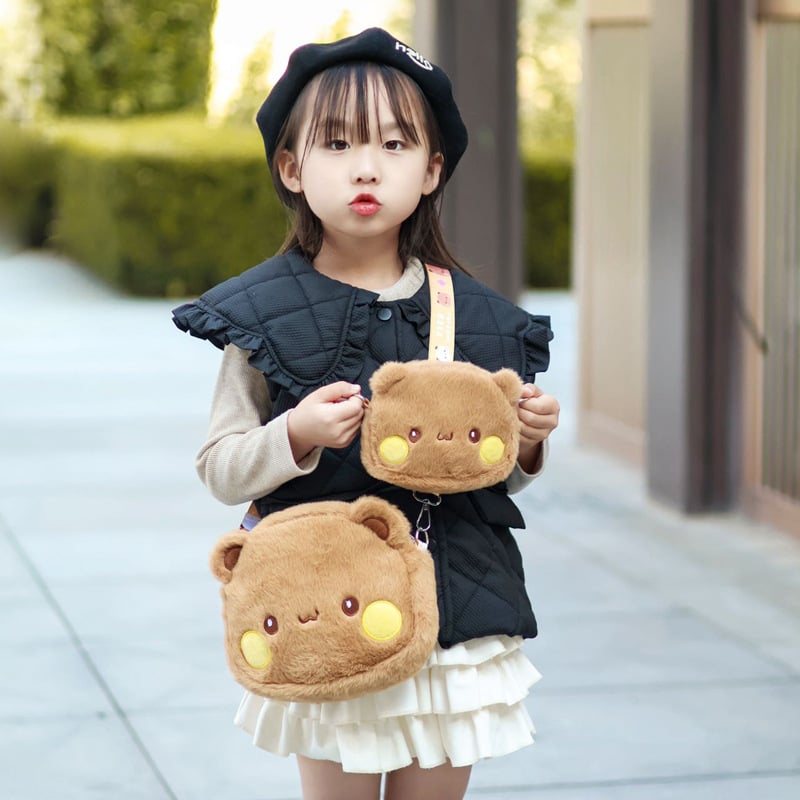 Pluš crossbody torba – slatki anime medvježđi uzorak, ultralak, olakšava nošenje, podstava od poliestera