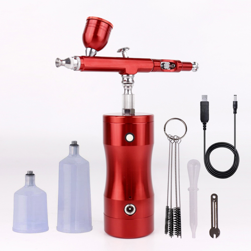 Kit aerograf din aluminiu cu pompă electrică pentru pictură Gundam – unelte de pulverizare pentru lucrări, presiune maximă 25, debit 8, distanță optimă de pulverizare 100, lățime duză 30