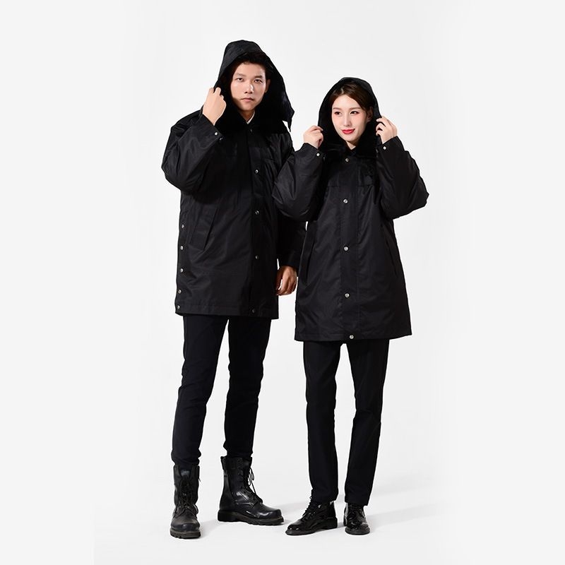 Дълго зимно ветроустойчиво палто с мултифункционални характеристики и отразителни детайли за работно облекло