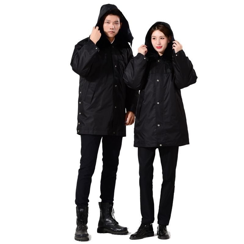 Дълго зимно ветроустойчиво палто с мултифункционални характеристики и отразителни детайли за работно облекло