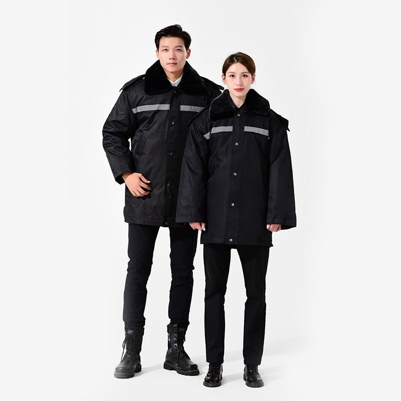 Дълго зимно ветроустойчиво палто с мултифункционални характеристики и отразителни детайли за работно облекло