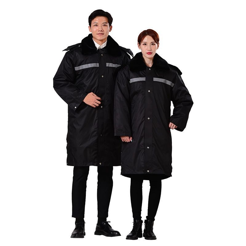 Дълго зимно ветроустойчиво палто с мултифункционални характеристики и отразителни детайли за работно облекло