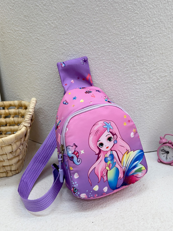 Dječja crossbody torba s printom duhovitog ponija, najlonsko tijelo, prozračna i otporna, proširiva kapacitet