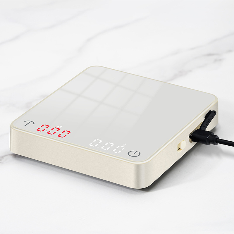 Kava vaga, model C500, elektronička kuhinjska vaga kapacitom do 2 kg, rezolucija 0,1 g (0,01 g do 500 g), punjiva litijska baterija, digitalni zaslon, višefunkcionalna
