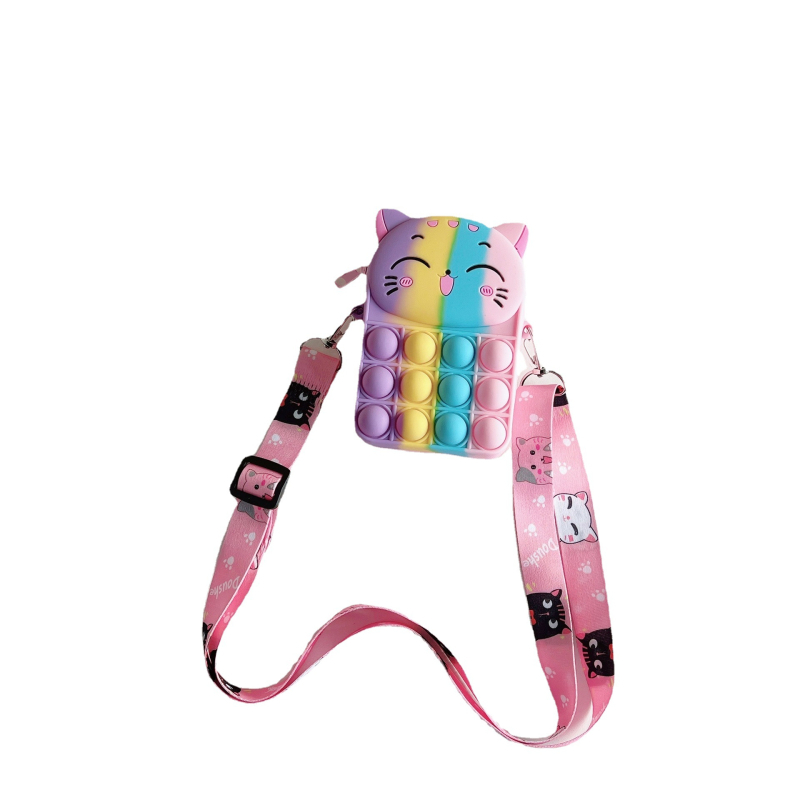 Detská silikónová crossbody peňaženka s logom – priedušná, nepremokavá, odolná voči opotrebeniu; dizajn s jedným skladom