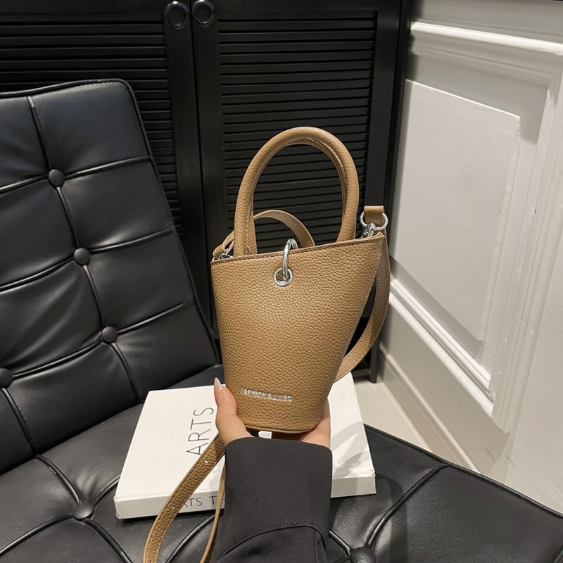 Ženska crossbody torba s asimetričnim dizajnom, mini košarica, PU koža, podstava poliester, prozračna i otporna, jesen-zima 2025