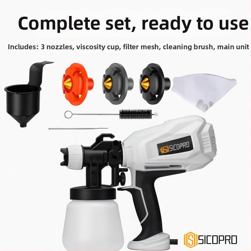 Електрически спрей-пистолет за боя, висока мощност, регулируем поток на пръскане, подходящ за интериорни и външни стени, автомобили, дърво и покриви