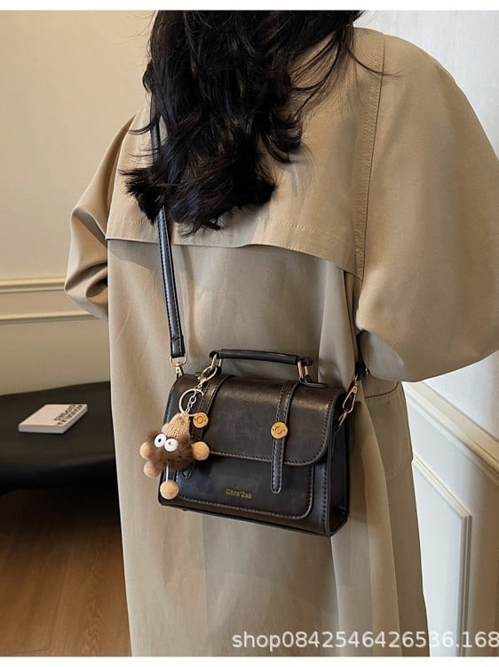 Чанта през рамо от PU, хоризонтална квадратна форма, покрит отвор, джоб за мобилен телефон, уличен стил