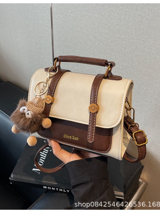 Чанта през рамо от PU, хоризонтална квадратна форма, покрит отвор, джоб за мобилен телефон, уличен стил