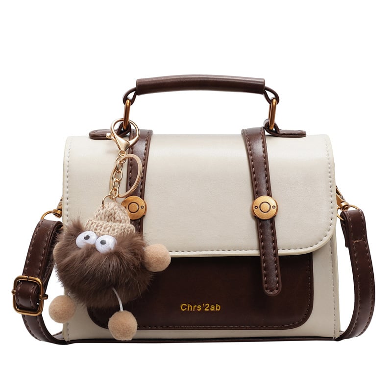 Чанта през рамо от PU, хоризонтална квадратна форма, покрит отвор, джоб за мобилен телефон, уличен стил