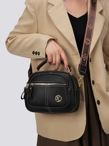 Ženska crossbody torbica s trostrukim dizajnom, PU koža, ovalni oblik, zip, unutarnja pretinac za dokumente