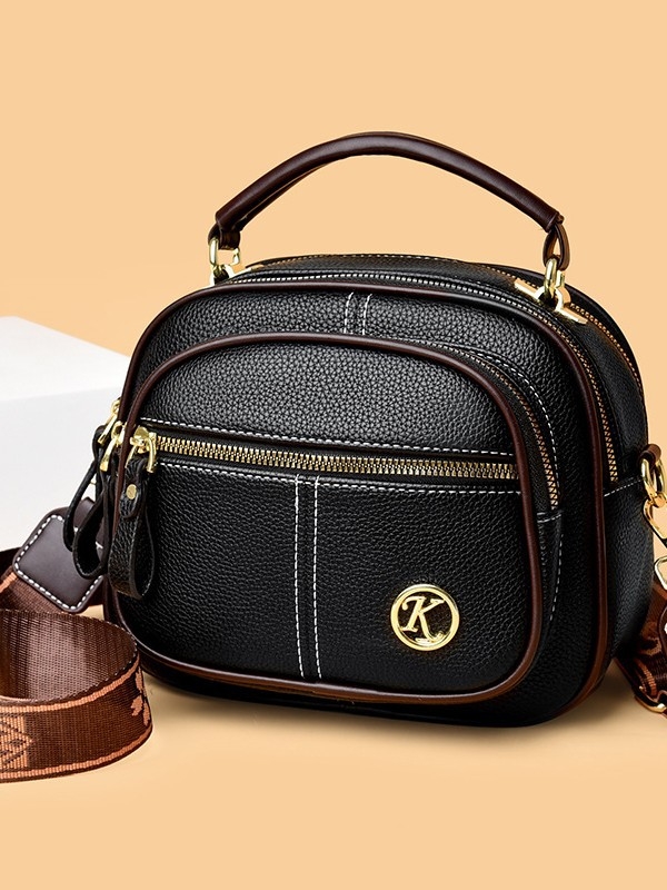 Ženska crossbody torbica s trostrukim dizajnom, PU koža, ovalni oblik, zip, unutarnja pretinac za dokumente