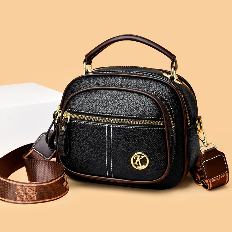 Ženska crossbody torbica s trostrukim dizajnom, PU koža, ovalni oblik, zip, unutarnja pretinac za dokumente