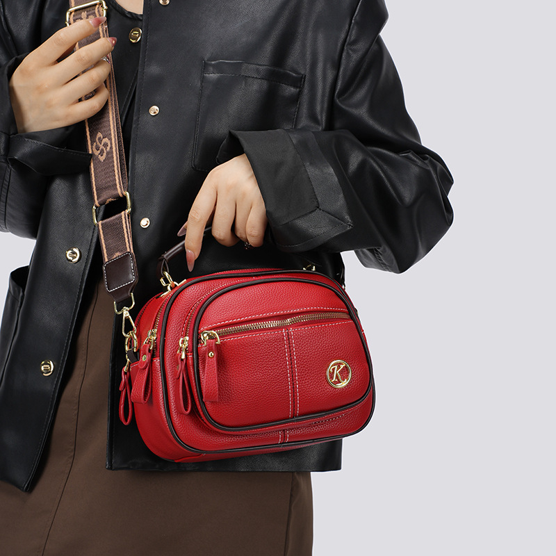 Ženska crossbody torbica s trostrukim dizajnom, PU koža, ovalni oblik, zip, unutarnja pretinac za dokumente