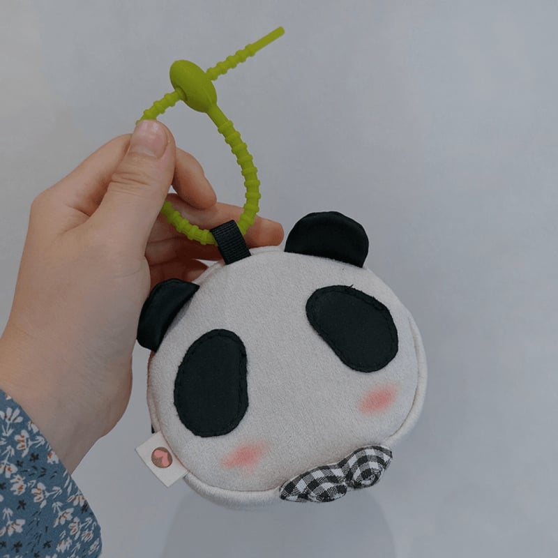 Plišani novčanik za kovanice s panda patch uzorkom, unisex, gradski minimalistički stil, podstava od poliester-pamuka, zimska 2024