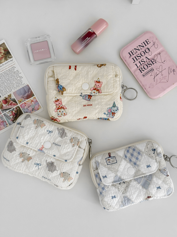 Unisex višenamjenski novčanik za kovanice s crtićnim životinjskim uzorkom, za ruž, ID i ključeve – prenosiv, od poliestera