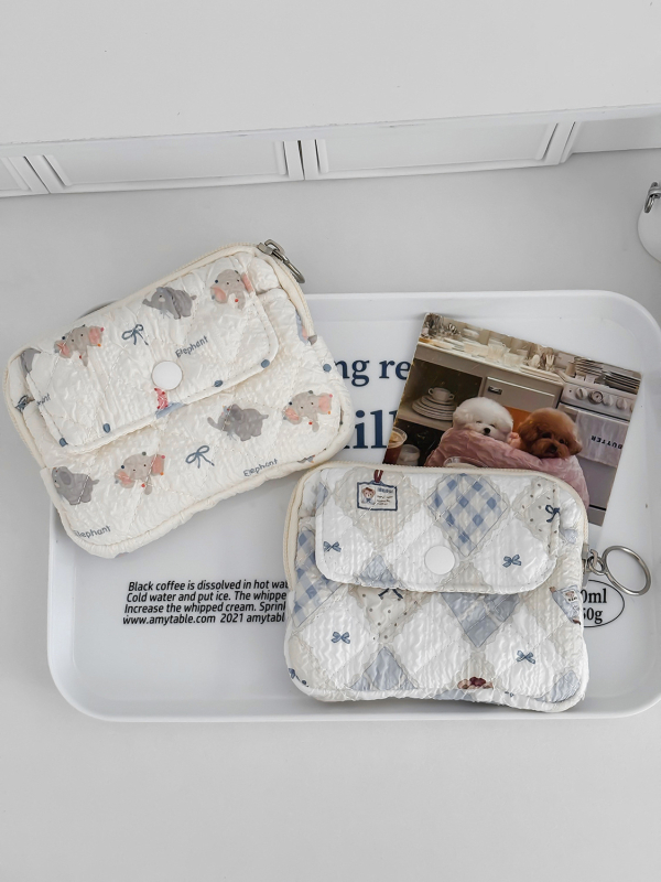 Unisex višenamjenski novčanik za kovanice s crtićnim životinjskim uzorkom, za ruž, ID i ključeve – prenosiv, od poliestera