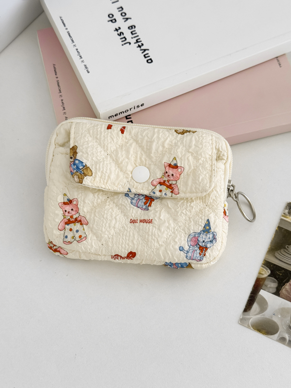 Unisex višenamjenski novčanik za kovanice s crtićnim životinjskim uzorkom, za ruž, ID i ključeve – prenosiv, od poliestera