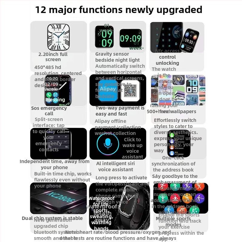 S10Watch9 smart hodinky s NFC, Bluetooth volania, meranie srdcového tepu, sledovanie spánku, výdrž batérie 7–14 dní