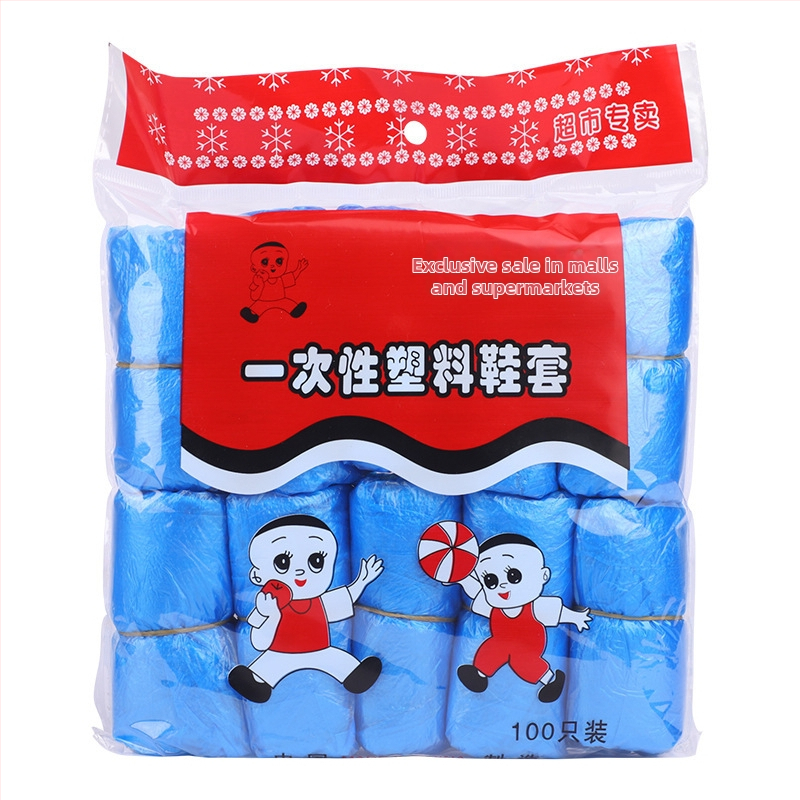 Coveruri de pantofi din plastic, de unică folosință, cu grosime, pentru interior, protecție împotriva prafului, pentru adulți, material PE