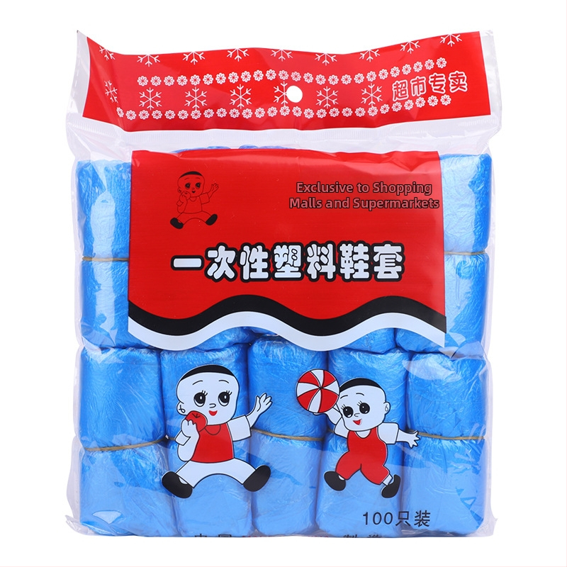 Coveruri de pantofi din plastic, de unică folosință, cu grosime, pentru interior, protecție împotriva prafului, pentru adulți, material PE