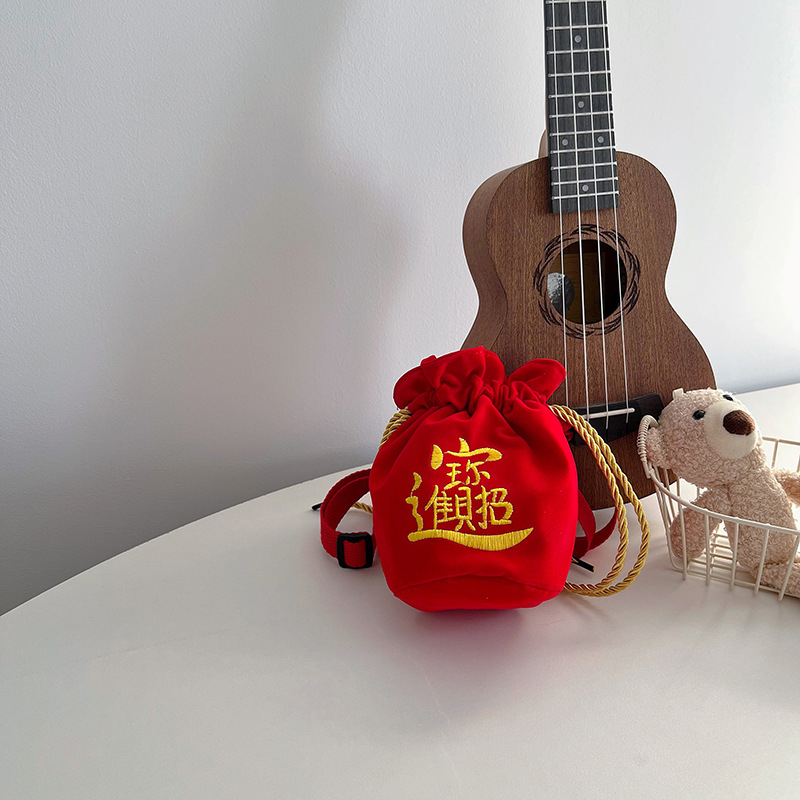 Dječja torbica s remenom za novac, našiven Fu lik, ultralakana platnena torbica s podstavom od poliestera, razigran stil za svakodnevnu upotrebu u vrtiću