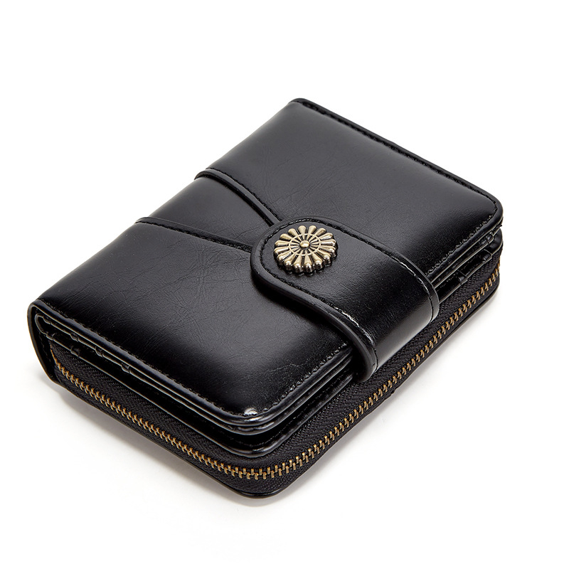 Ženski novčanik za kovanice s trodijelnim preklopom, PU koža, džepovi za kartice, zatvarač, podstava od poliester-pamuk