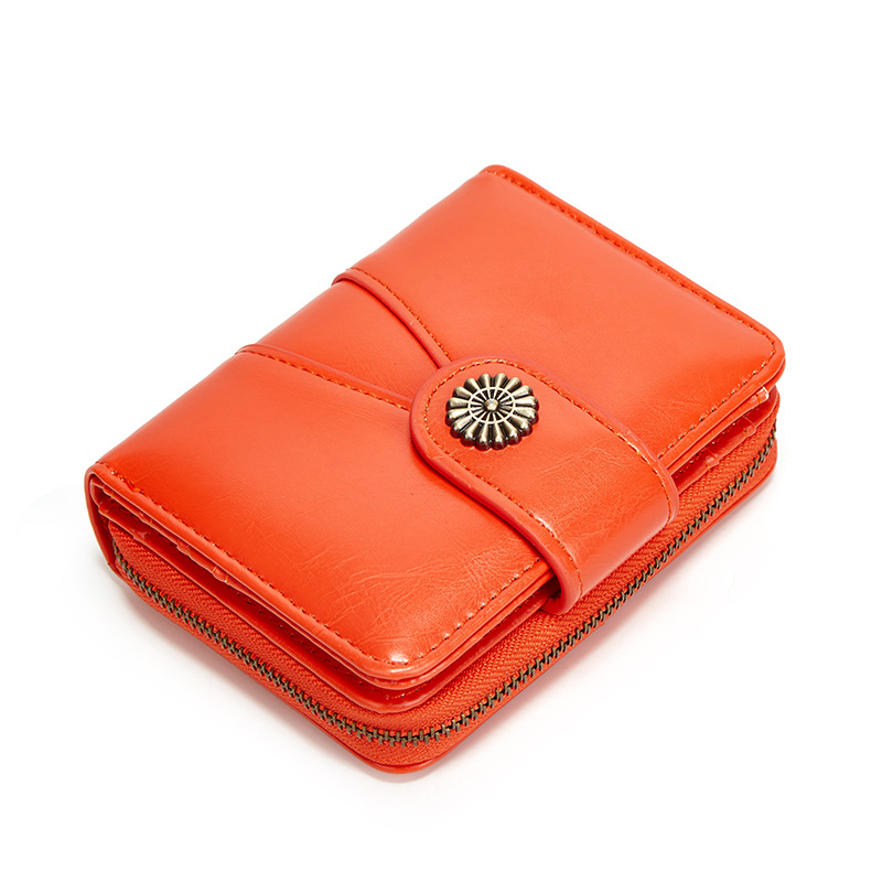 Ženski novčanik za kovanice s trodijelnim preklopom, PU koža, džepovi za kartice, zatvarač, podstava od poliester-pamuk