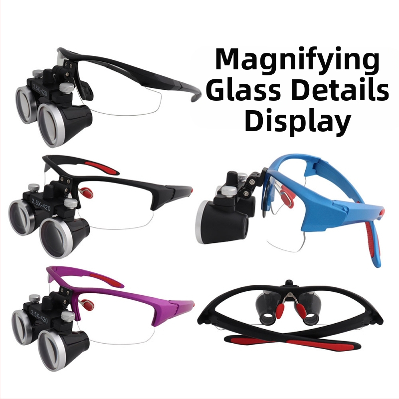 Dantų chirurginė lupa su LED 5W apšvietimu, 2,5×–3,5× didinimas, filtras, metalo korpusas