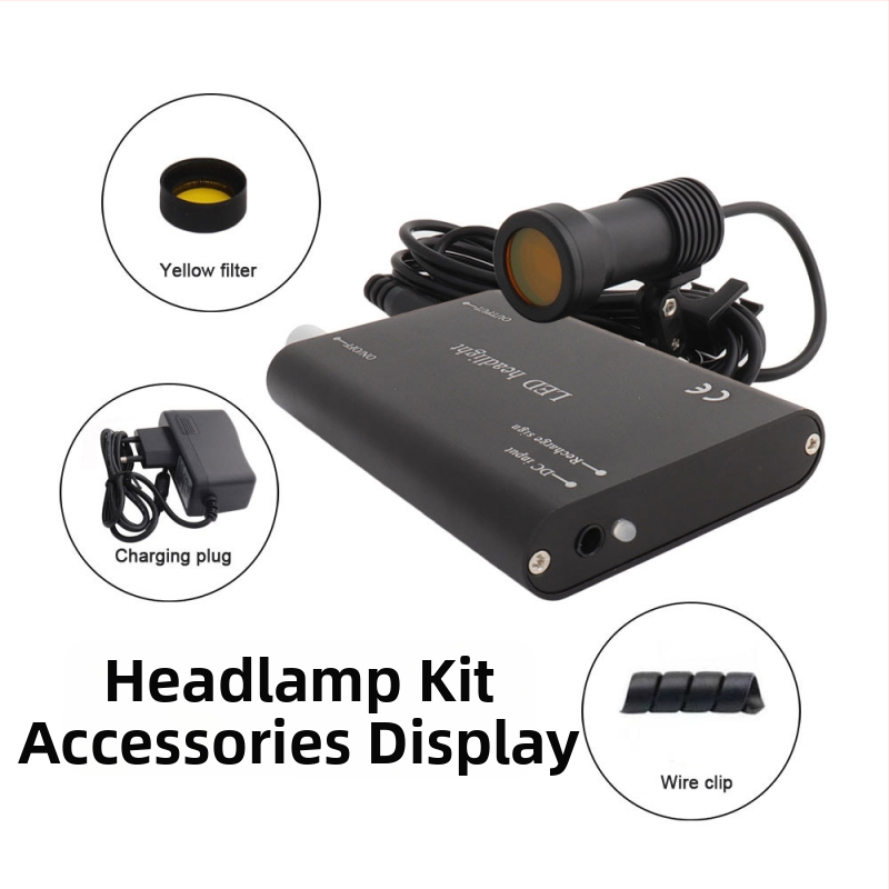 Dantų chirurginė lupa su LED 5W apšvietimu, 2,5×–3,5× didinimas, filtras, metalo korpusas