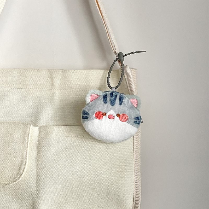 Портмоне за монети от плюш, геометричен принт, уличен стил, функция за съхранение