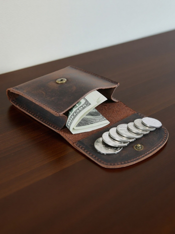 Novčanik za kovanice od prave kože, prvi sloj goveda, gradska jednostavnost, neutralan za muškarce i žene, ultra lagan i kompaktan