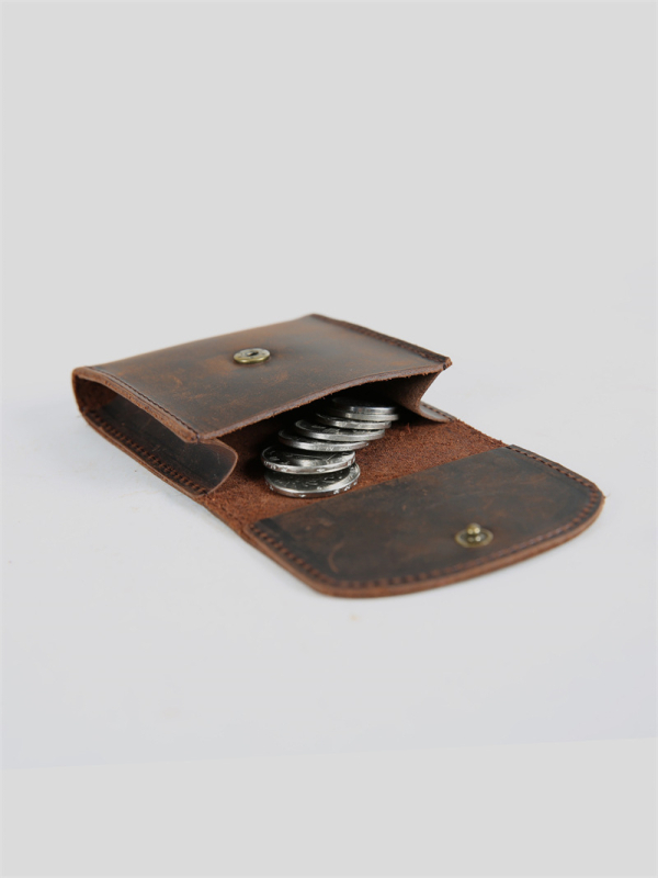 Novčanik za kovanice od prave kože, prvi sloj goveda, gradska jednostavnost, neutralan za muškarce i žene, ultra lagan i kompaktan