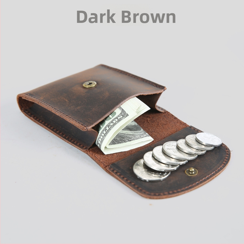 Novčanik za kovanice od prave kože, prvi sloj goveda, gradska jednostavnost, neutralan za muškarce i žene, ultra lagan i kompaktan