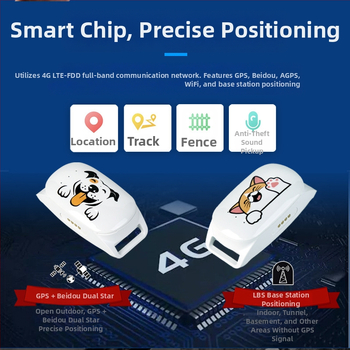 Локатор за домашни любимци на каишка с 4G, съвместим с Android и iOS, 500 mAh, тегло 30 g, размери 31×61×16 мм
