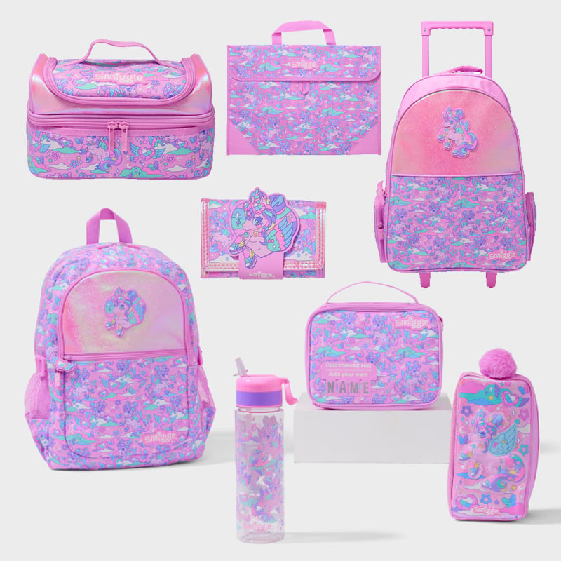 Školska ranac Smiggle s dizajnom crtani pony, platnena tvar, velika kapaciteta, unisex, naramenice s zračnim jastukom