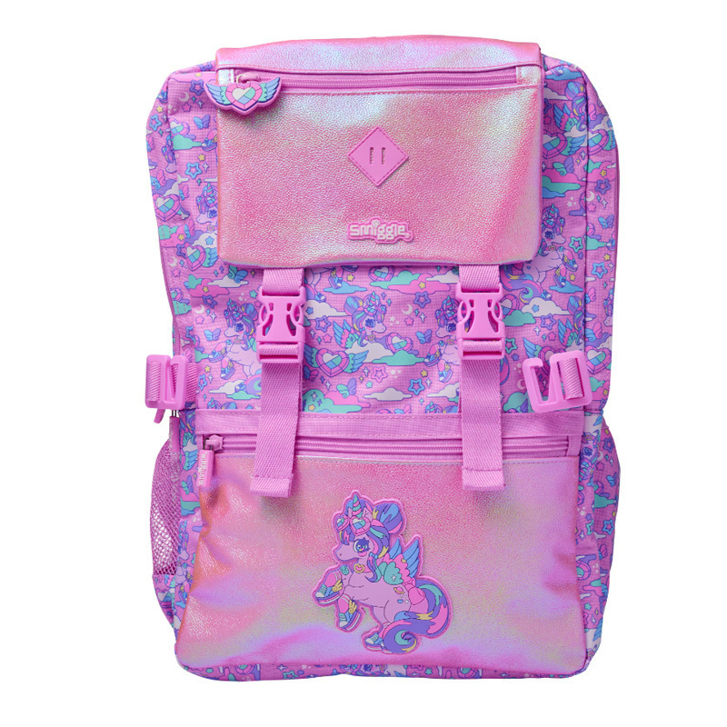 Školska ranac Smiggle s dizajnom crtani pony, platnena tvar, velika kapaciteta, unisex, naramenice s zračnim jastukom