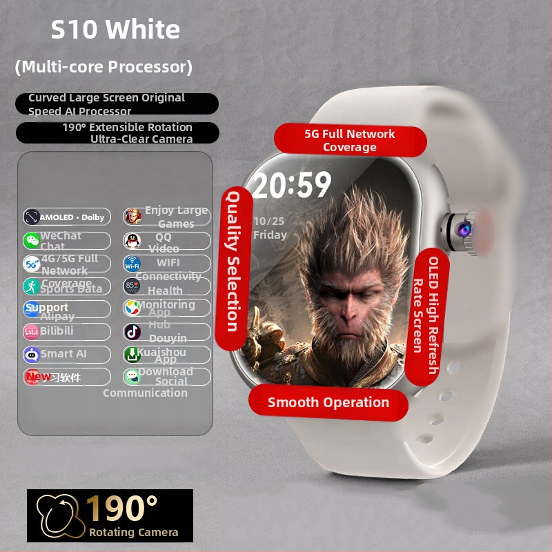 Ceas inteligent cu slot SIM 5G și NFC, monitorizare ritm cardiac, tensiune arterială și oxigen din sânge, monitorizare somn și temperatură corporală