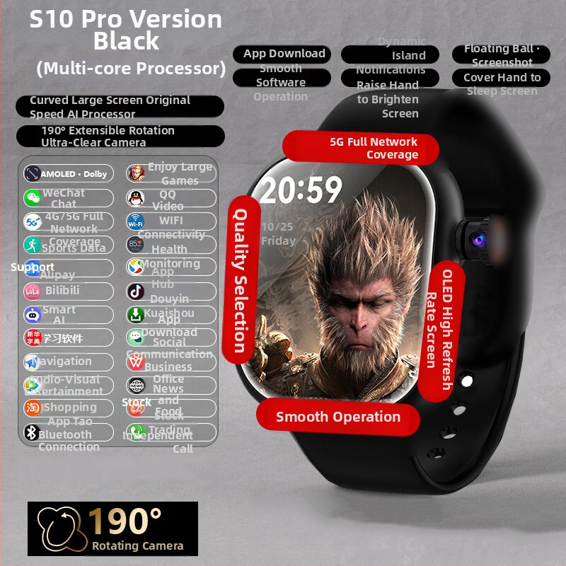 Ceas inteligent cu slot SIM 5G și NFC, monitorizare ritm cardiac, tensiune arterială și oxigen din sânge, monitorizare somn și temperatură corporală