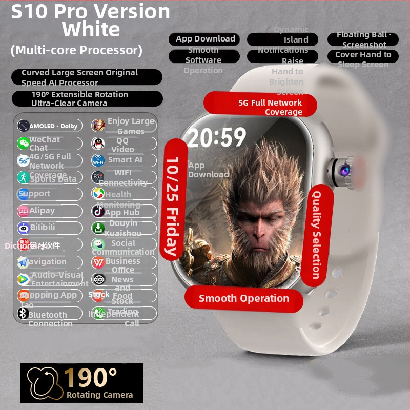 Ceas inteligent cu slot SIM 5G și NFC, monitorizare ritm cardiac, tensiune arterială și oxigen din sânge, monitorizare somn și temperatură corporală