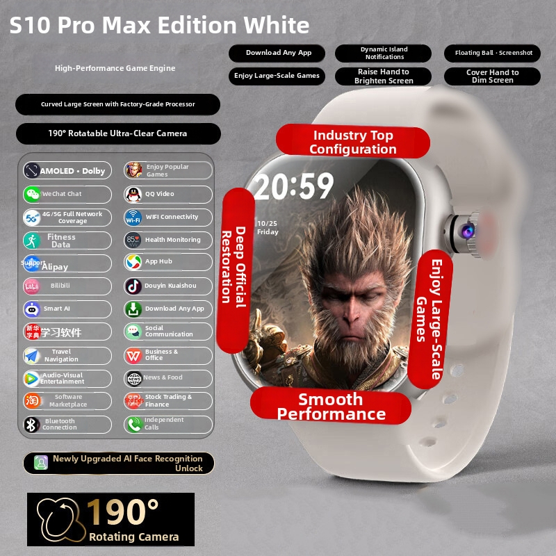 Ceas inteligent cu slot SIM 5G și NFC, monitorizare ritm cardiac, tensiune arterială și oxigen din sânge, monitorizare somn și temperatură corporală